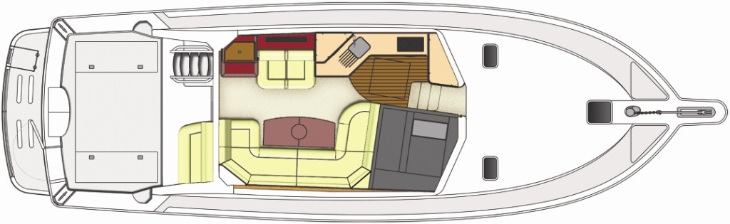 The New Riviera 43 Open Flybridge with IPS - Saloon Layout © Riviera .